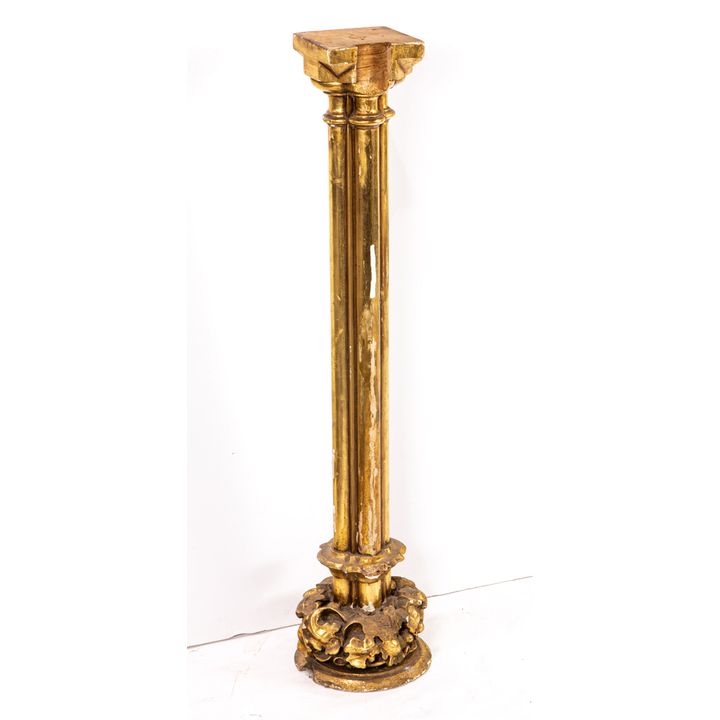 Continental giltwood and gesso miniature column