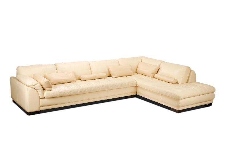 Roche Bobois Cream Leather L Sectional, Cream Leather Sectional Sofa