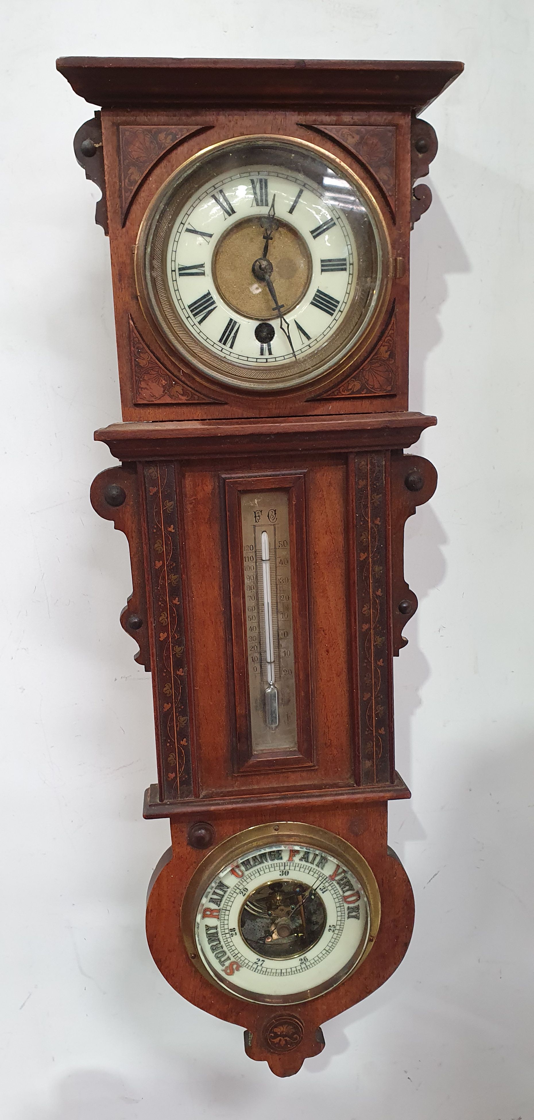 A Late 19th/ Early 20th Century German Combination Wall Timepiece
