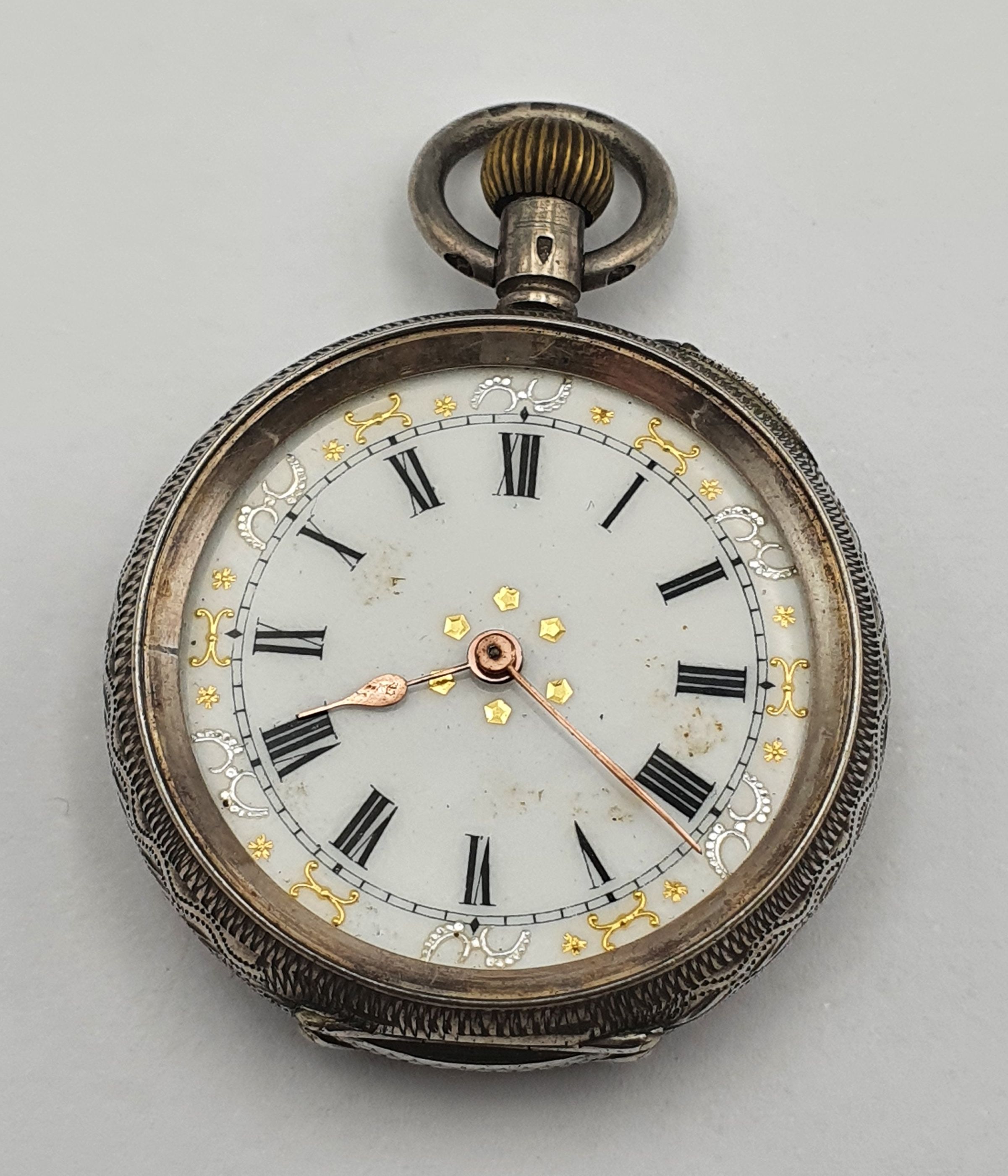 A Ladies Swiss Sterling Silver Cased Pocket Watch