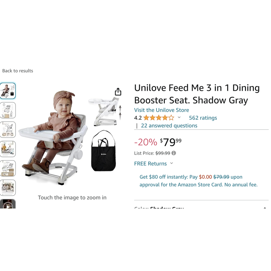 Unilove Feed Me 3-In-1 Dining Booster Seat (Shadow Gray)