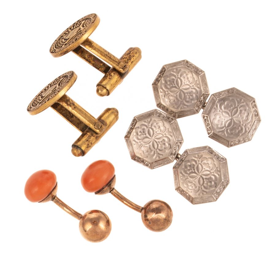 A Trio of Cufflinks in Gold