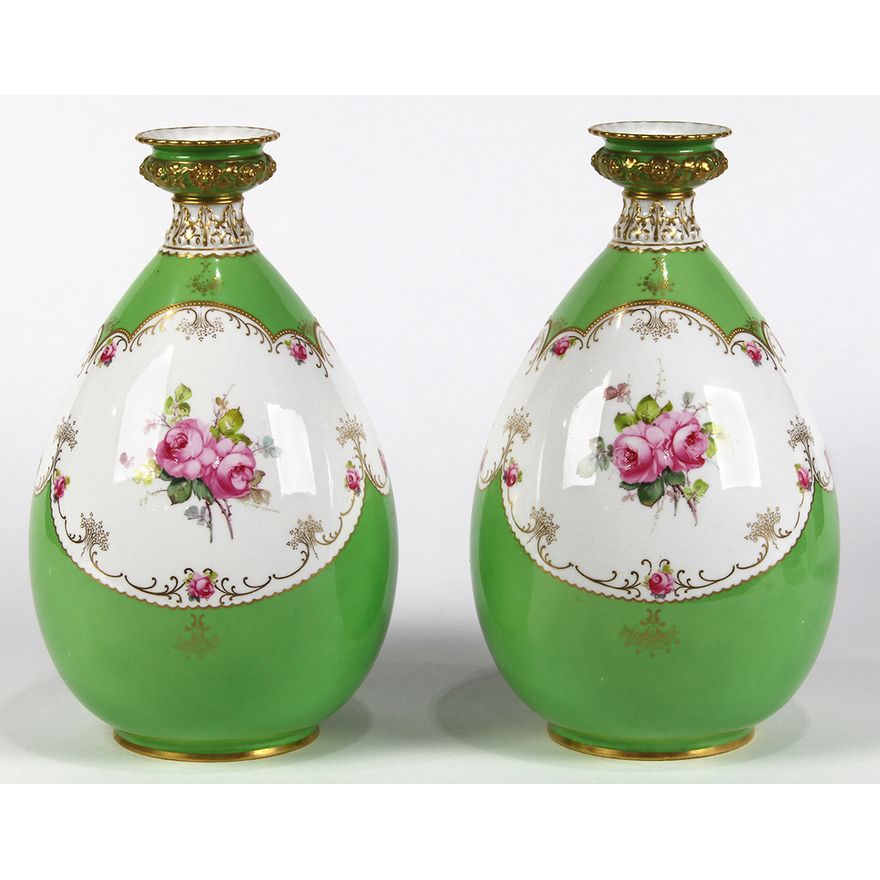 Pair of Royal Crown Derby porcelain vases