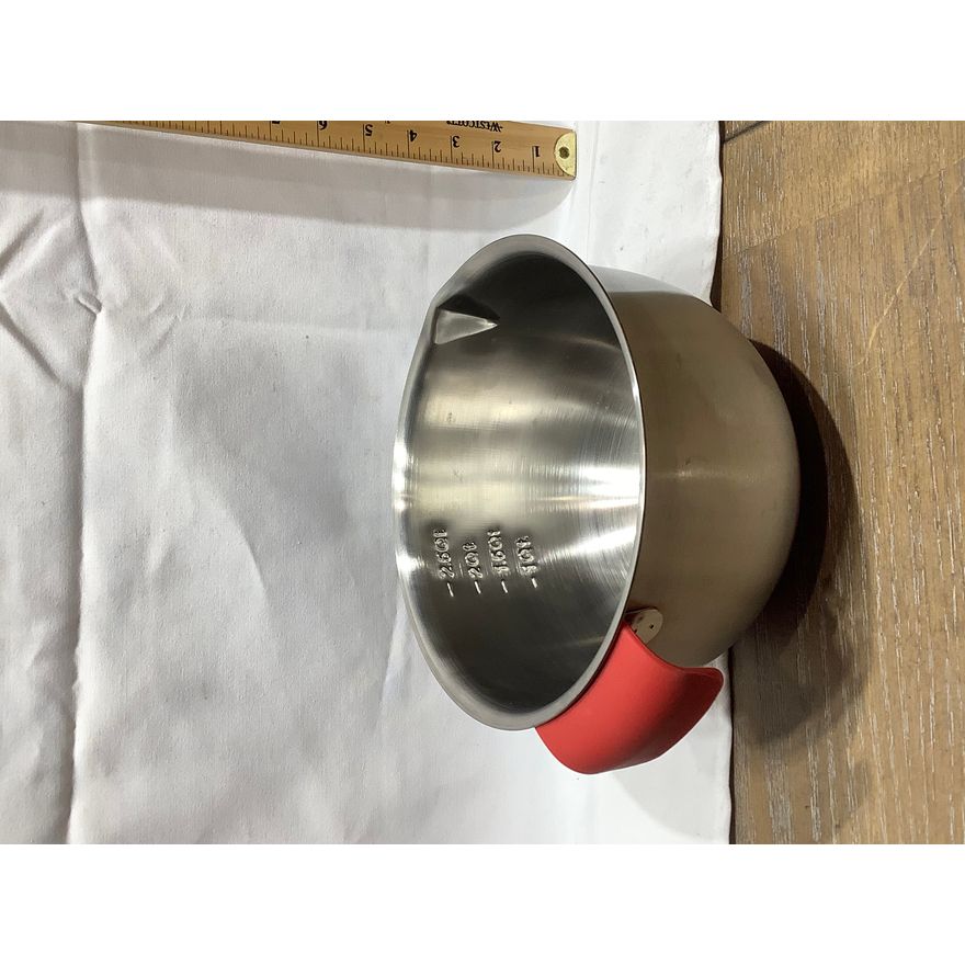 HomeNeeds Stainless Steel 2.5QT Mixing Bowl With Red Rubber Handle