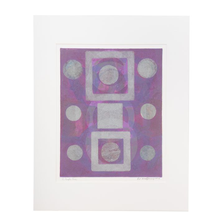 Evangeline Montgomery. "Purple Que," Etching