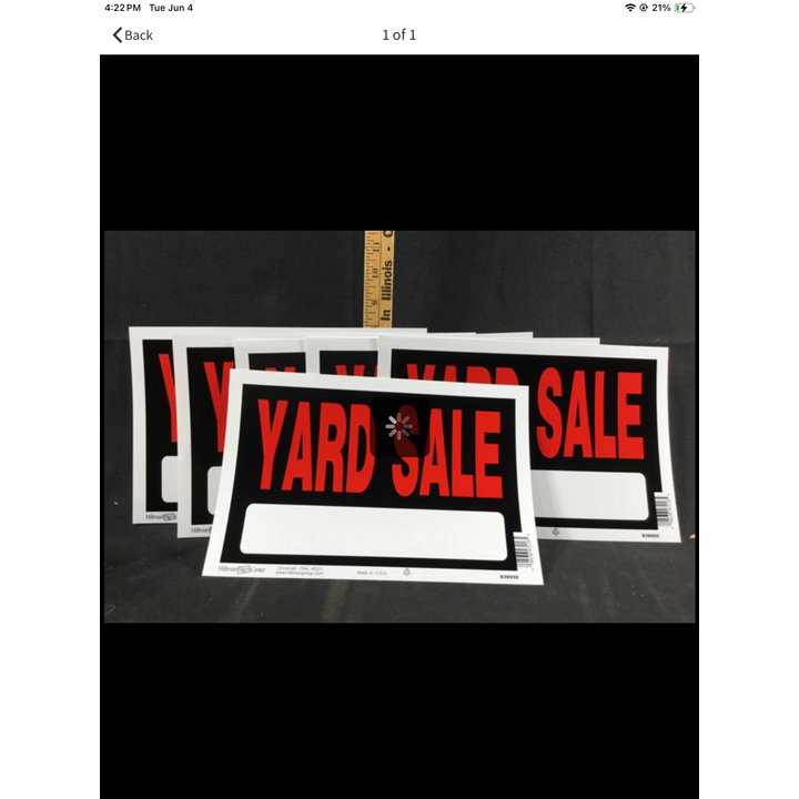 Hillman Sign Center 6pk Yard Sale Signs 8"x12"