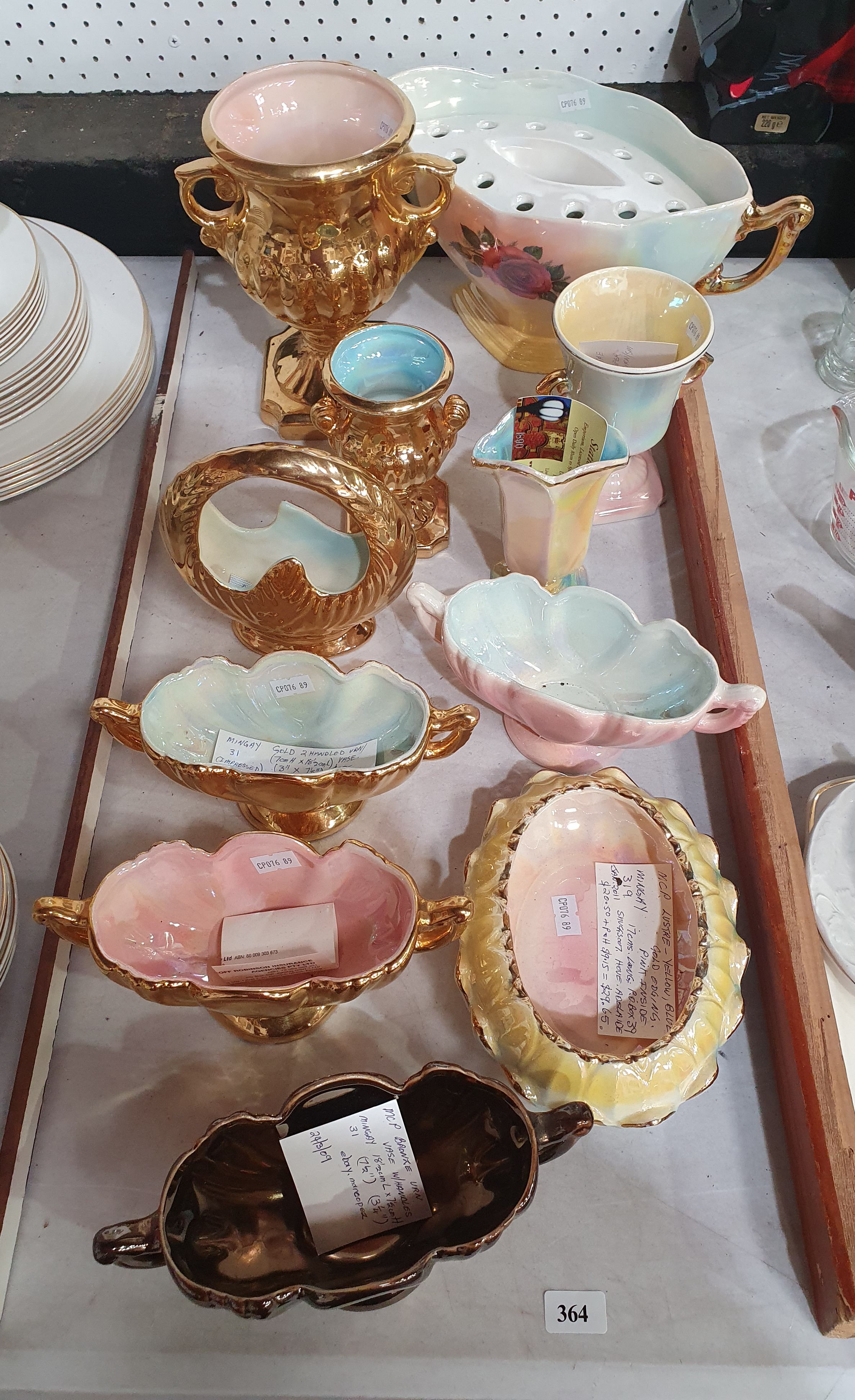 364 · A COLLECTION OF VARIOUS LUSTRED AUSTRALIAN POTTERY PIECES