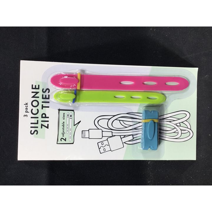 Silicone Zip Ties 3pk w/ 2 Adjustable Sizes