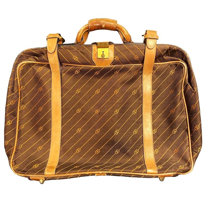 Vintage GUCCI Striped Monogram Carry On Bag 1970's