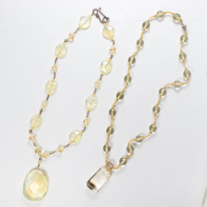 A group of two opaline glass or quartz necklaces