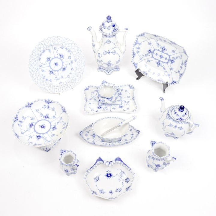 A group of Royal Copenhagen porcelain in the Blue Fluted Full Lace pattern