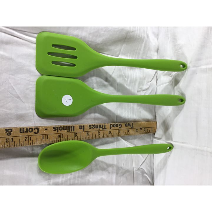 Love 2 Cook Lime Green Silicone Spatula & Spoon Set 3 Pcs