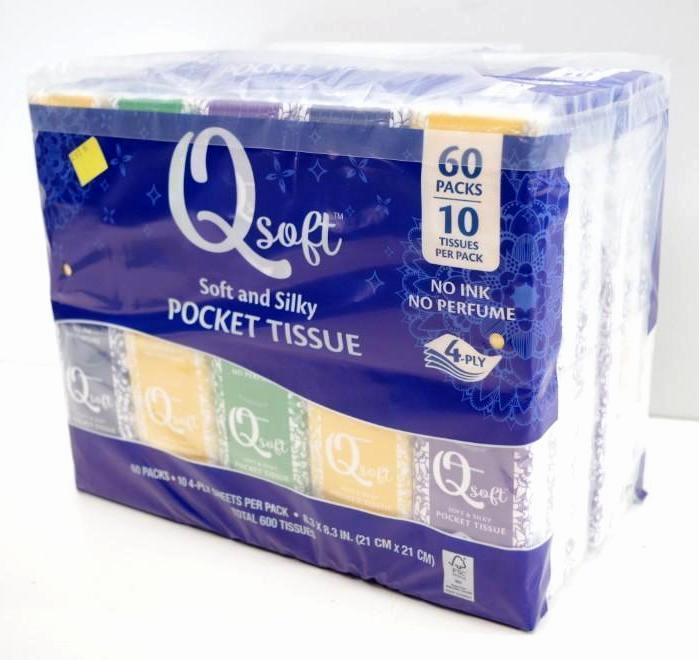 [60] QSOFT 4-Ply Soft & Silky Pocket Tissue Packs (10 Tissues Per Pack ...