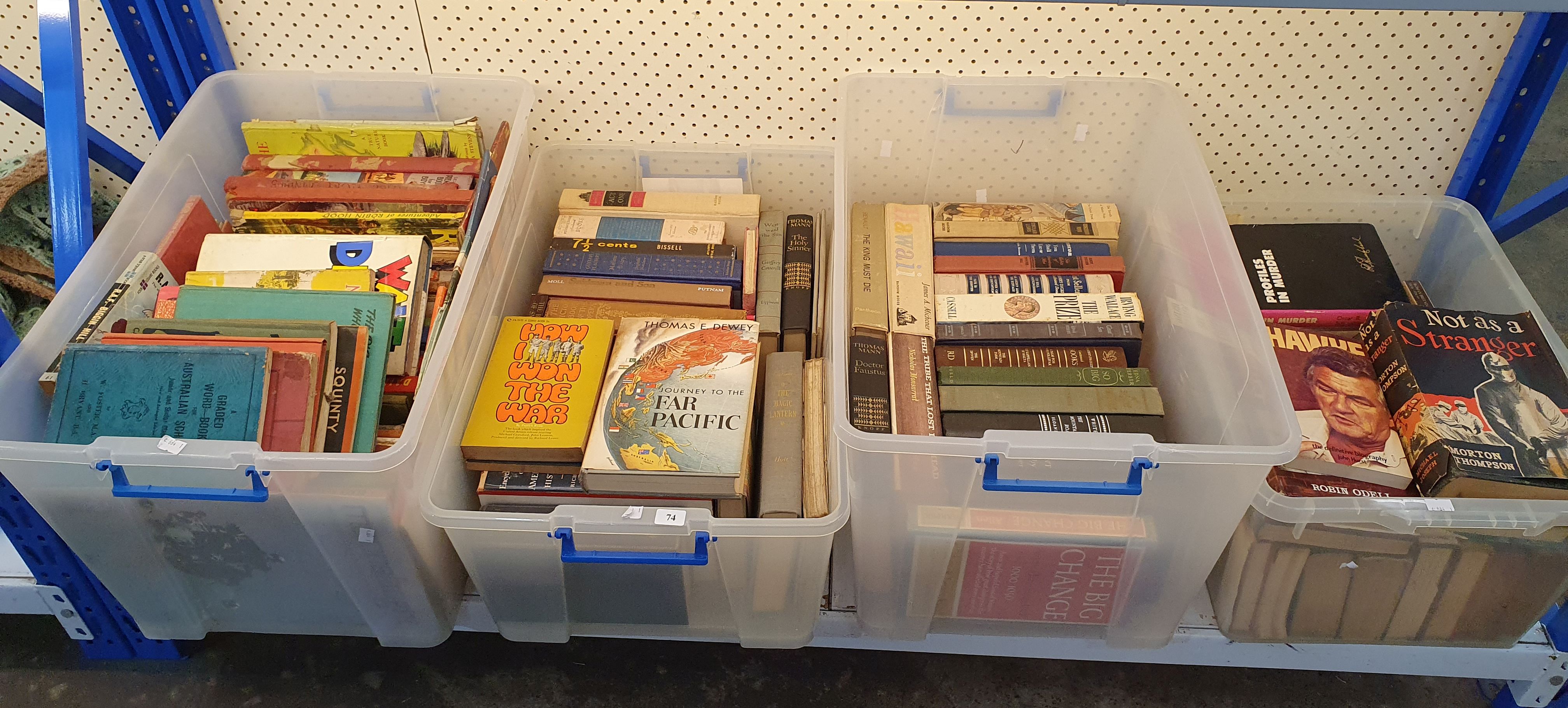 74 · FOUR BOXES OF VARIOUS BOOKS