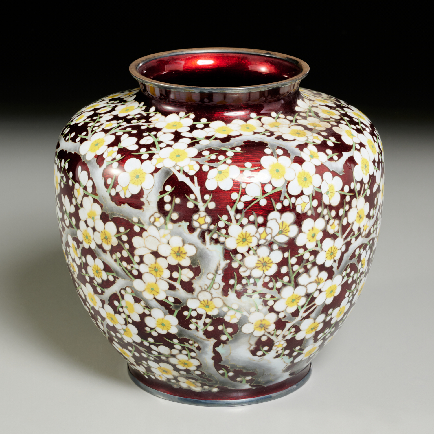 Ando Jubei, large Meiji cloisonne on silver vase | Millea Brothers