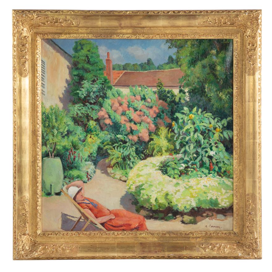 Eugene Corneau. "La Sieste en Plein Air," oil