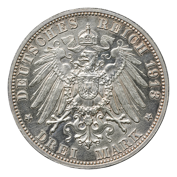 【希少銀貨1912年ドイツ ザクセン王国3マルク銀貨フリードリヒ・アウグスト３世 ドイツ ザクセン フリードリヒ・アウグスト3世(1904-1918) 3