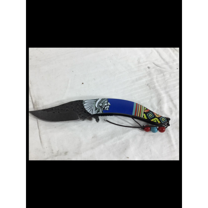 Super Knife Spring Assisted Indian Folding Knife w/ 4'' Stainless Steel Blade