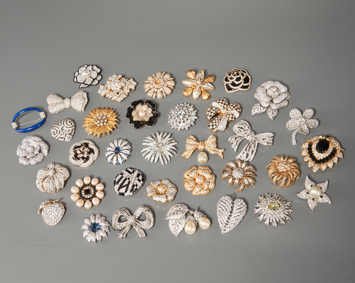 Grouping of Costume Jewelry Brooches