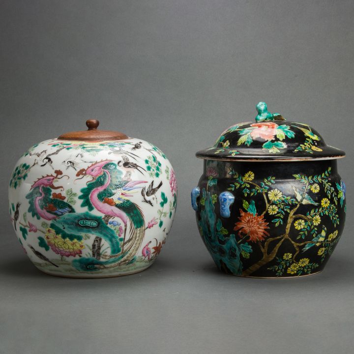 (lot of 2) Chinese famille rose jars