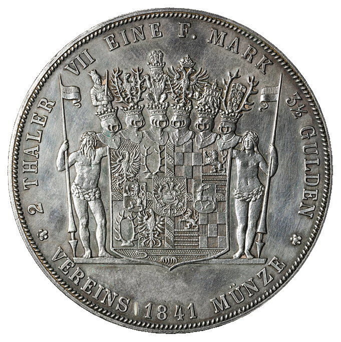 ドイツ シュヴァルツブルク・ゾンダーズハウゼン 2ターレル銀貨 1841(A