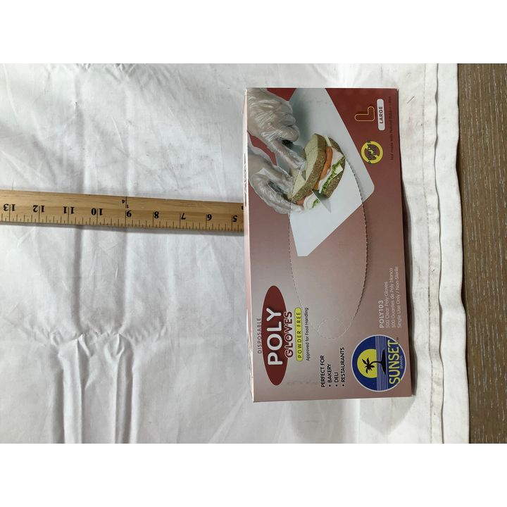 Sunset Brands Disposable Poly Gloves Powder Free Size Large 500ct