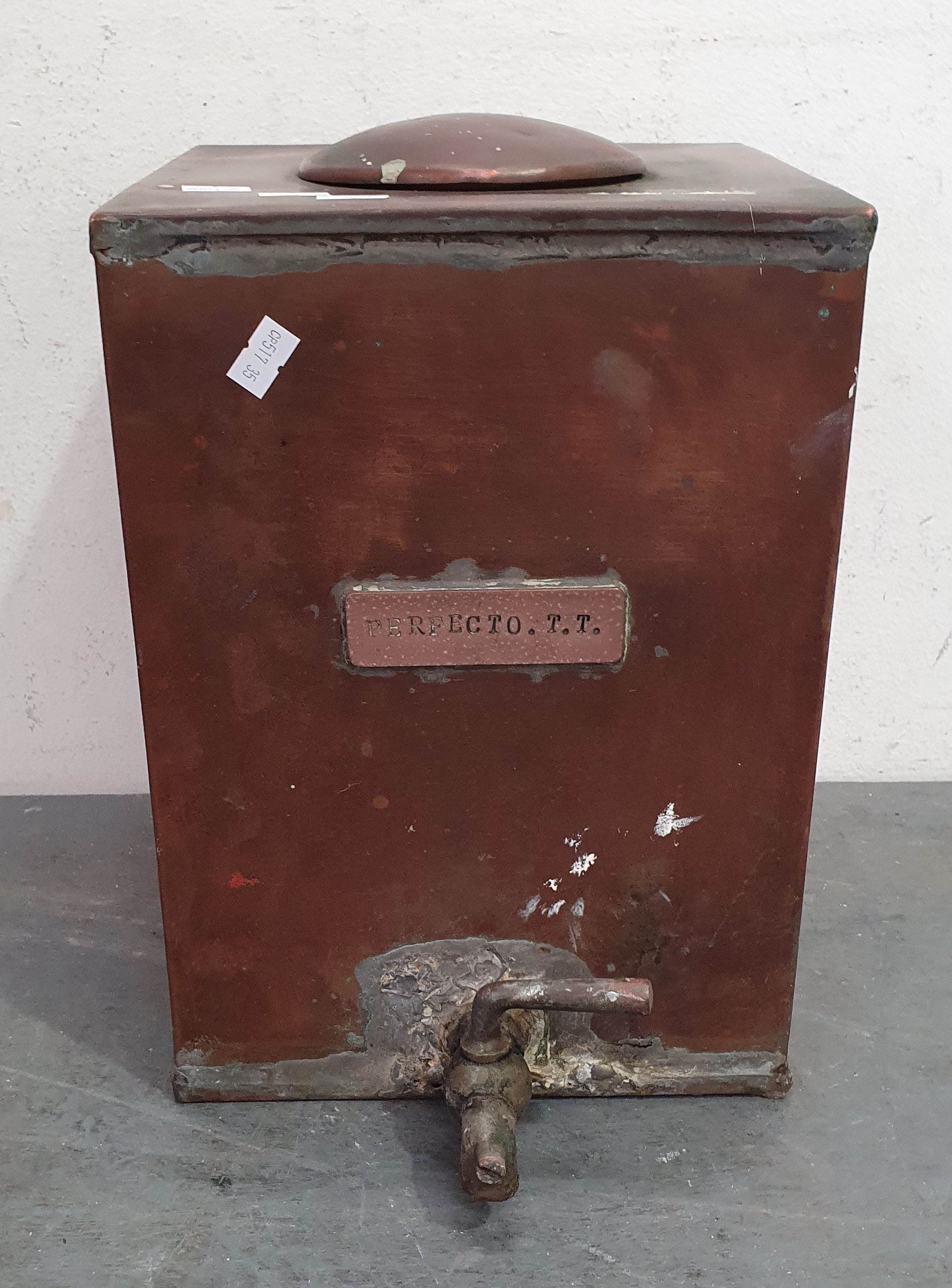 A VINTAGE COPPER WATER CAN