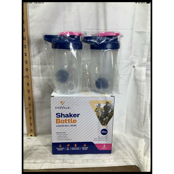 BUYING (2) FitsVille 20oz Shaker Bottles w/ Shaker Ball Inside- Pink