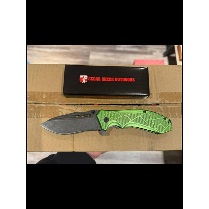 Cedar Creek Outdoors Spring Assisted Green Folding Knife