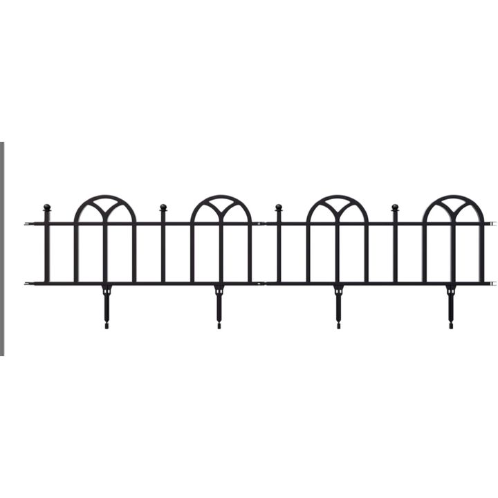 Pure Garden Flower Bed Set 4pc Modular Fence Panels (Black) 24'' x 15.75'' x 5.5''