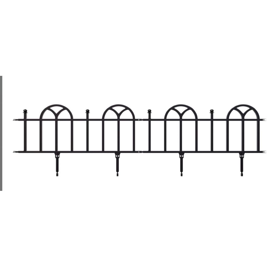 Pure Garden Flower Bed Set 4pc Modular Fence Panels (Black) 24'' x 15.75'' x 5.5''