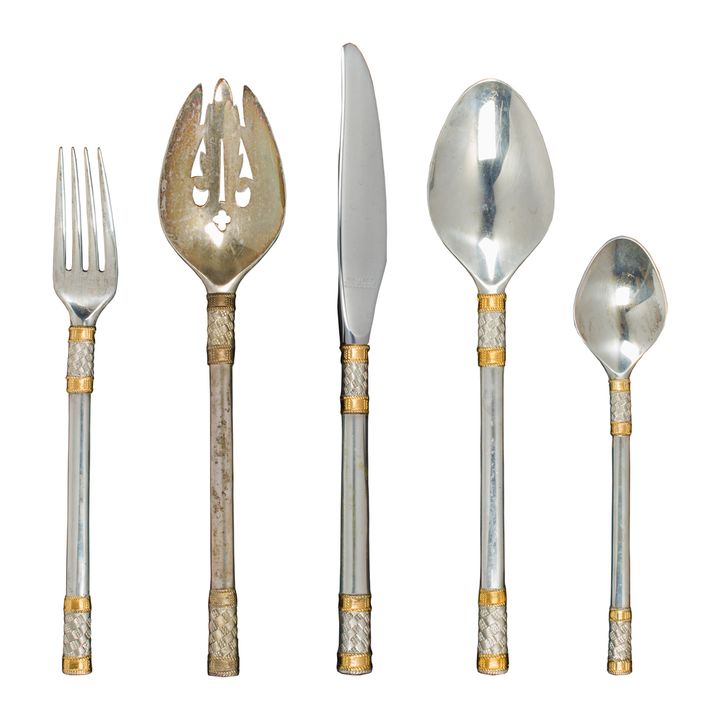 A Wallace Gold Aegean Weave sterling flatware service