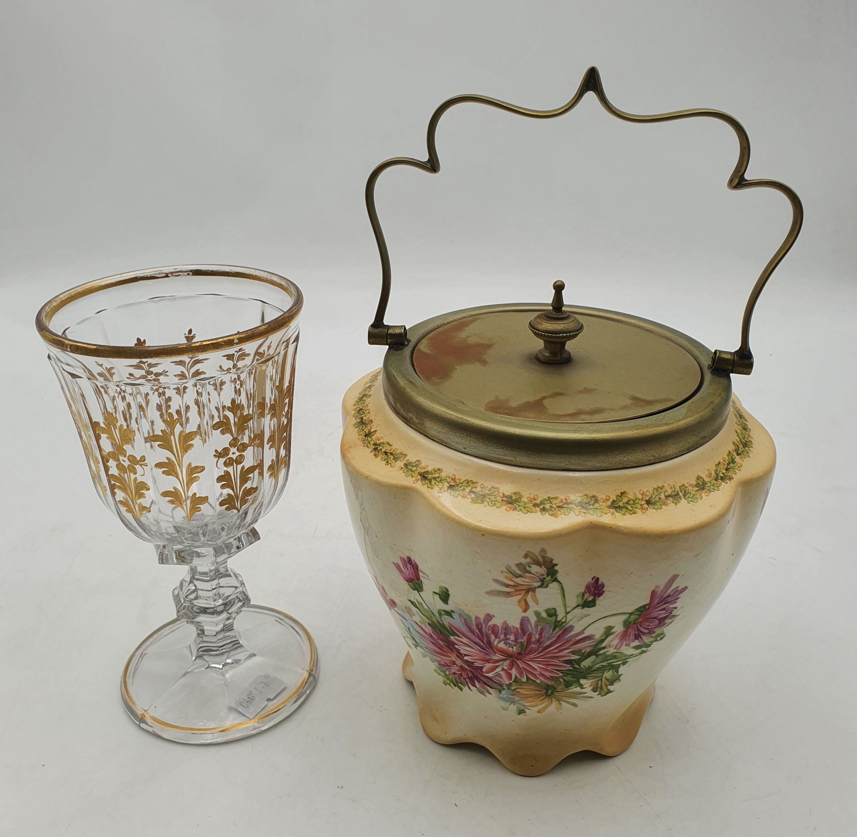 18 · AN EDWARDIAN CHINA BISCUIT BARREL