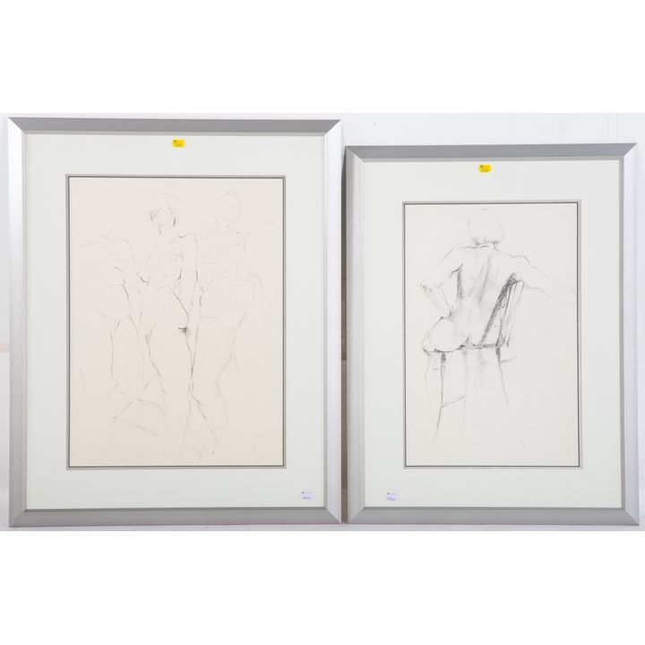 Artist Unknown, 20th c. Two Female Nude Drawings