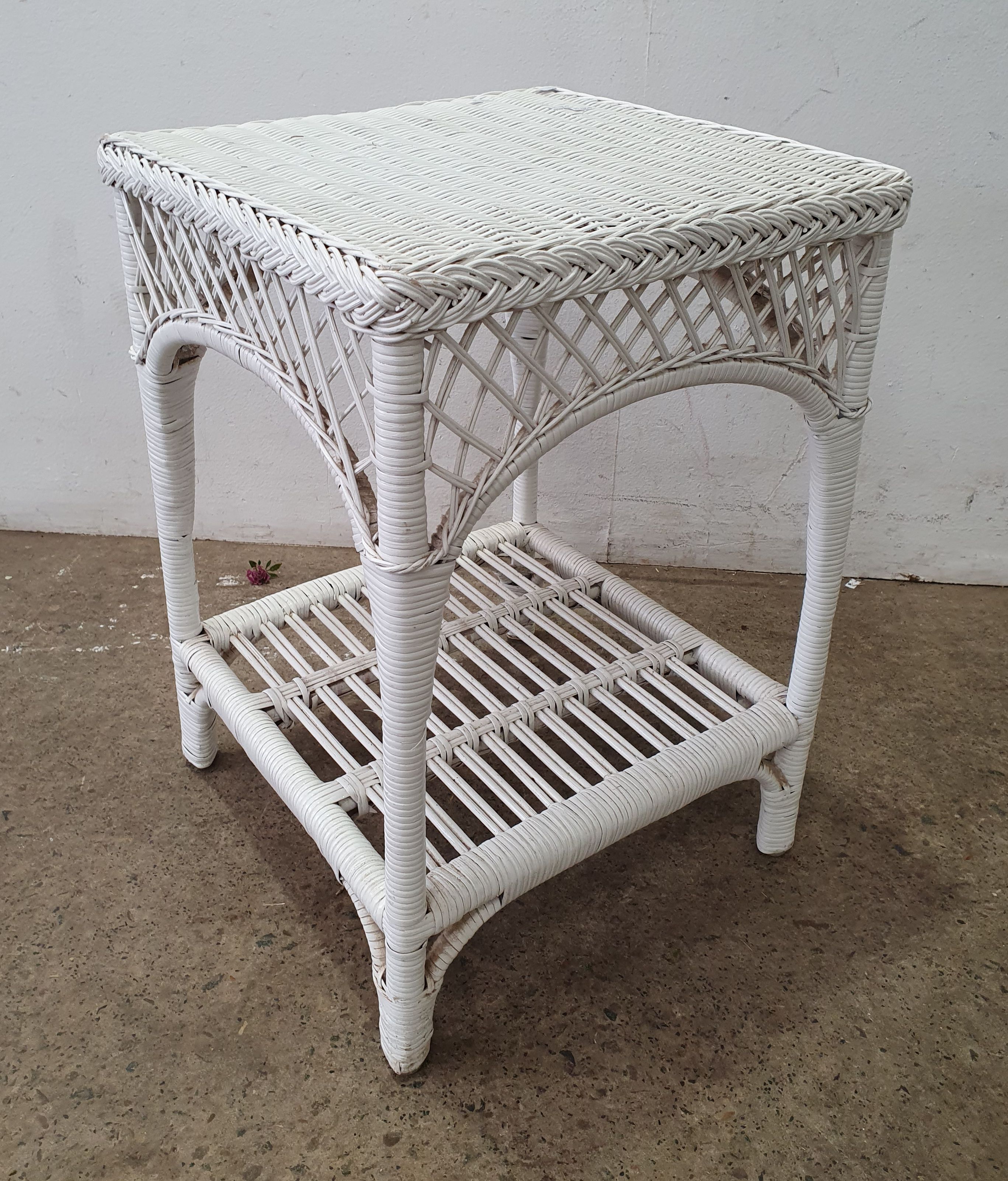 A Painted Wicker Side Table