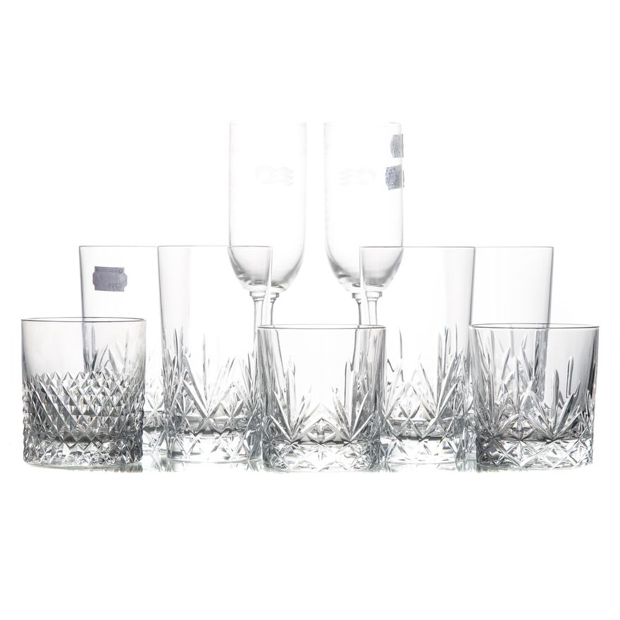 Assorted crystal and cut glass