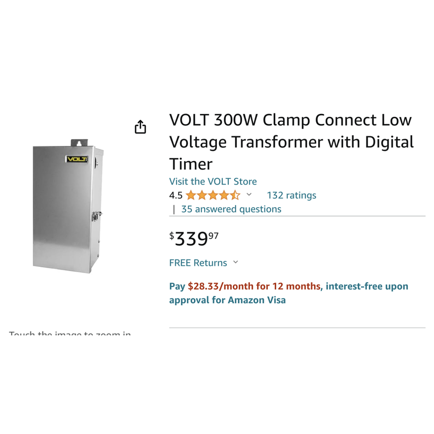 Volt 300W Clamp Connect Low Voltage Transformer With Digital Timer