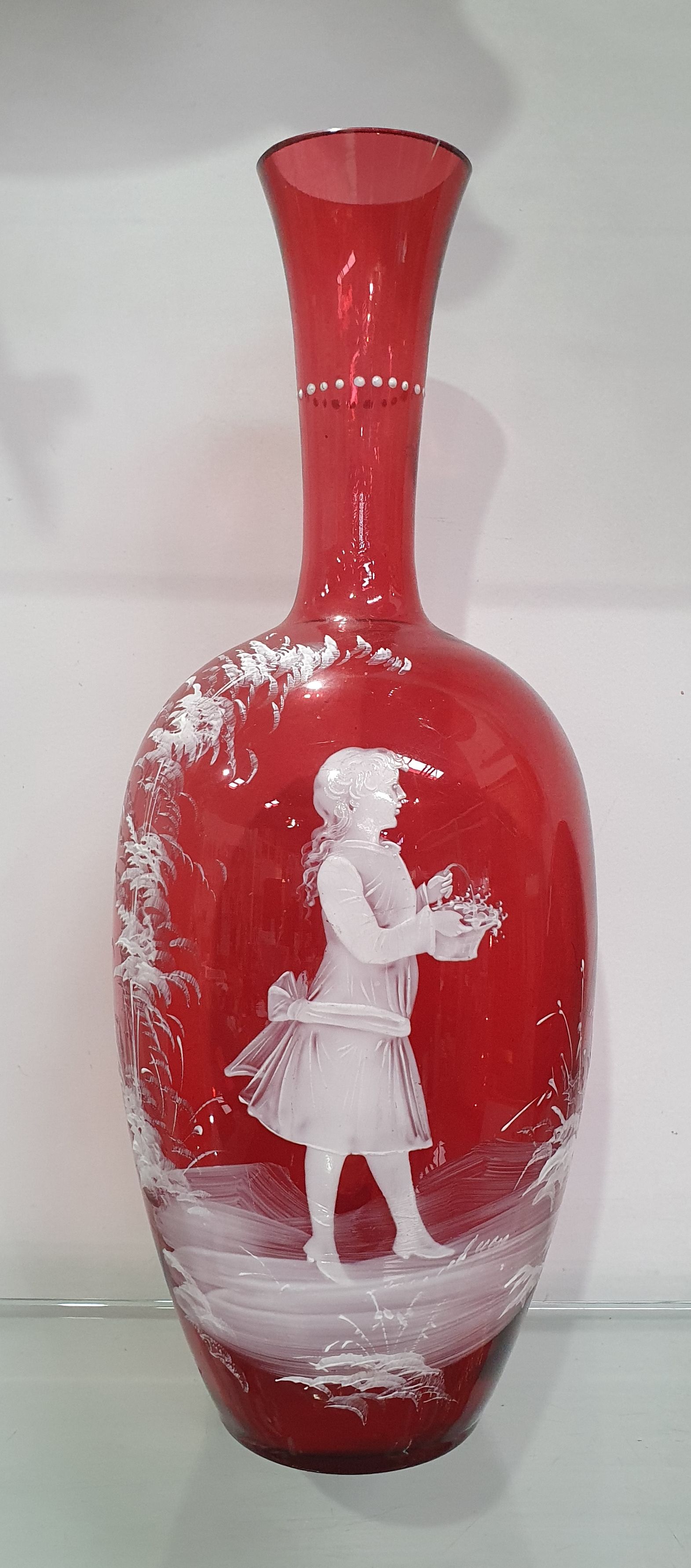 A Mary Gregory Ruby Glass Vase