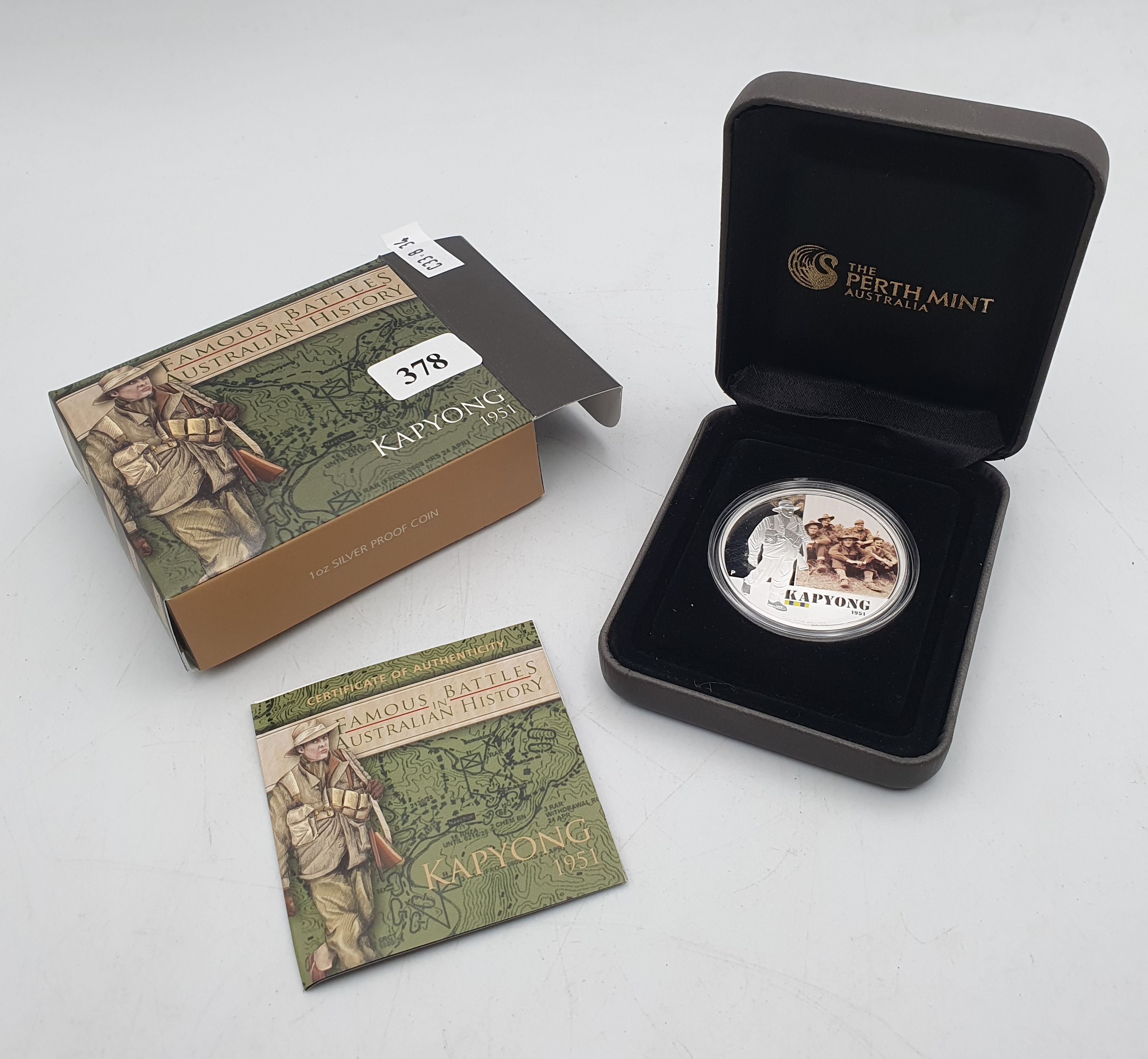 378 · A PERTH MINT FINE SILVER 999 1 OZ 'KAPYONG' COIN