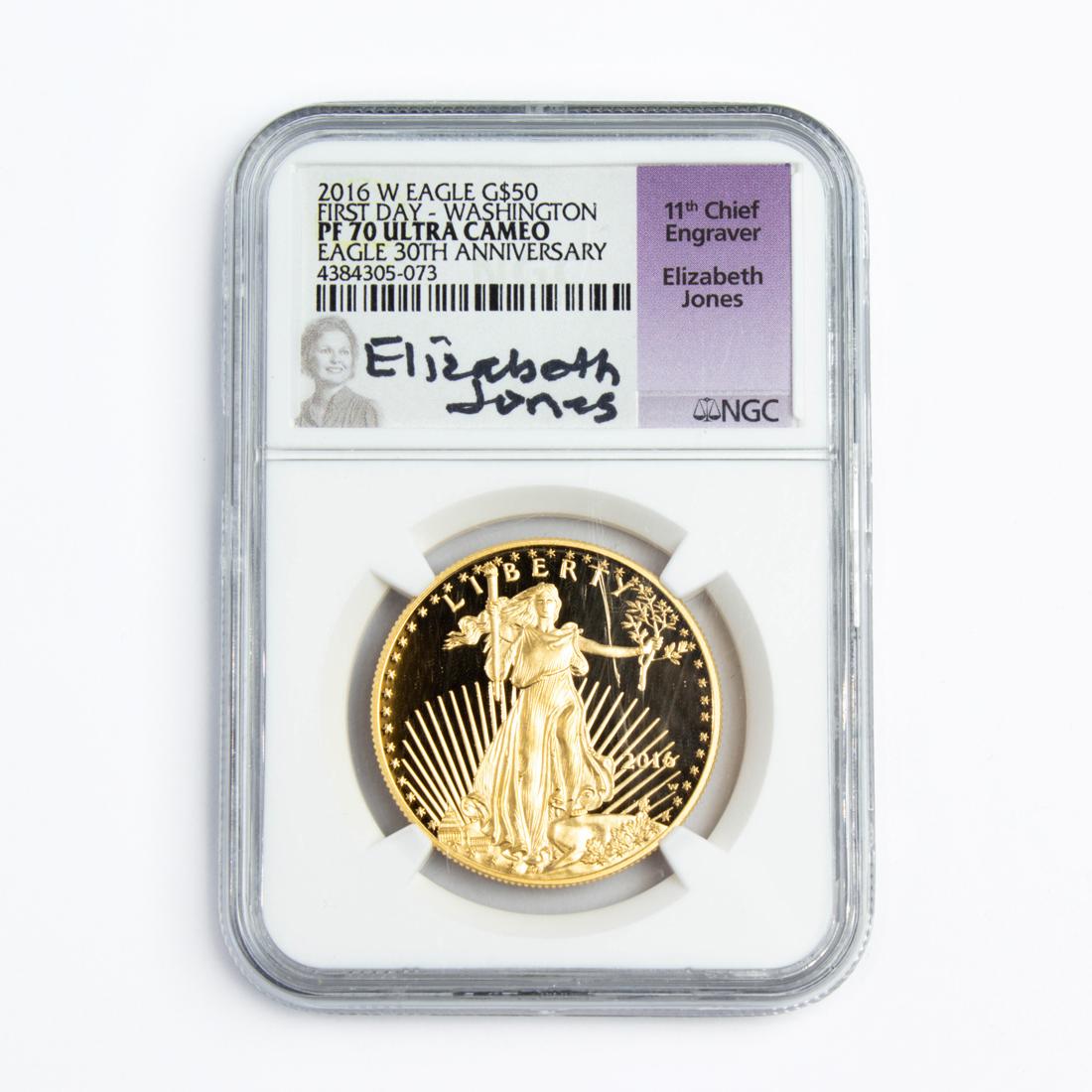 50 Gold Eagle 16 50th Anniversary Nec Proof 70 Ultra Cameo Pr70 Uc Clars Auction Gallery