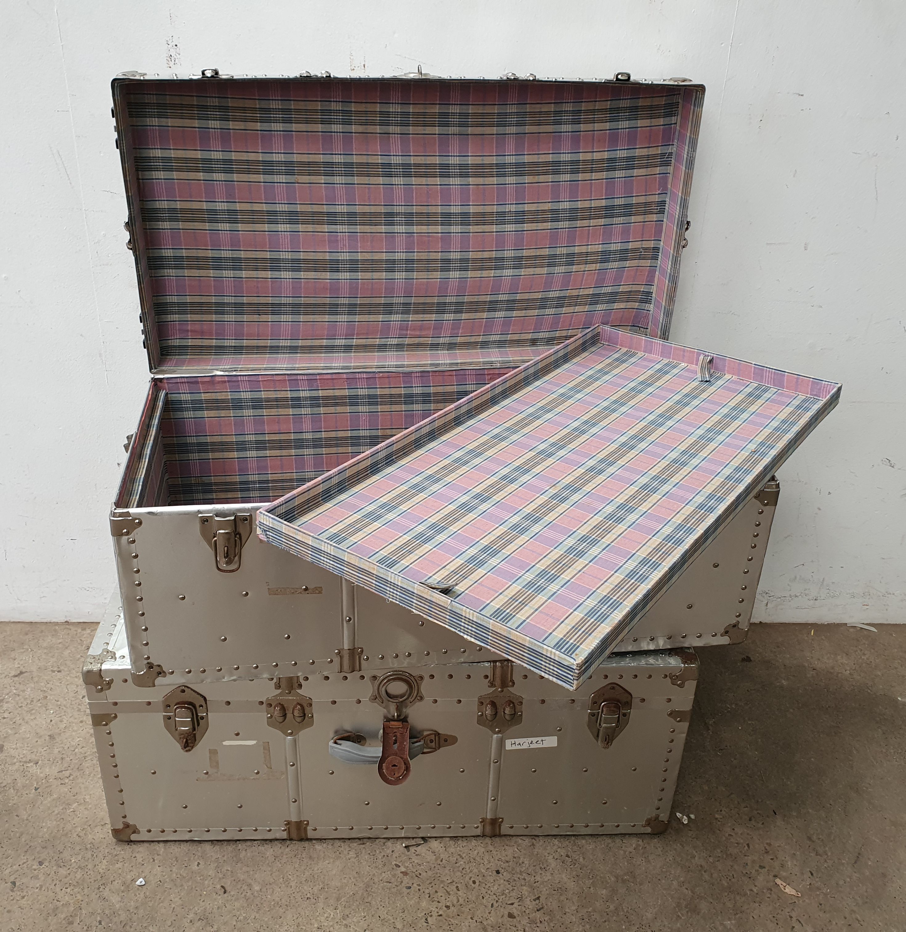 2089 · A PAIR OF CHROME TRAVEL TRUNKS