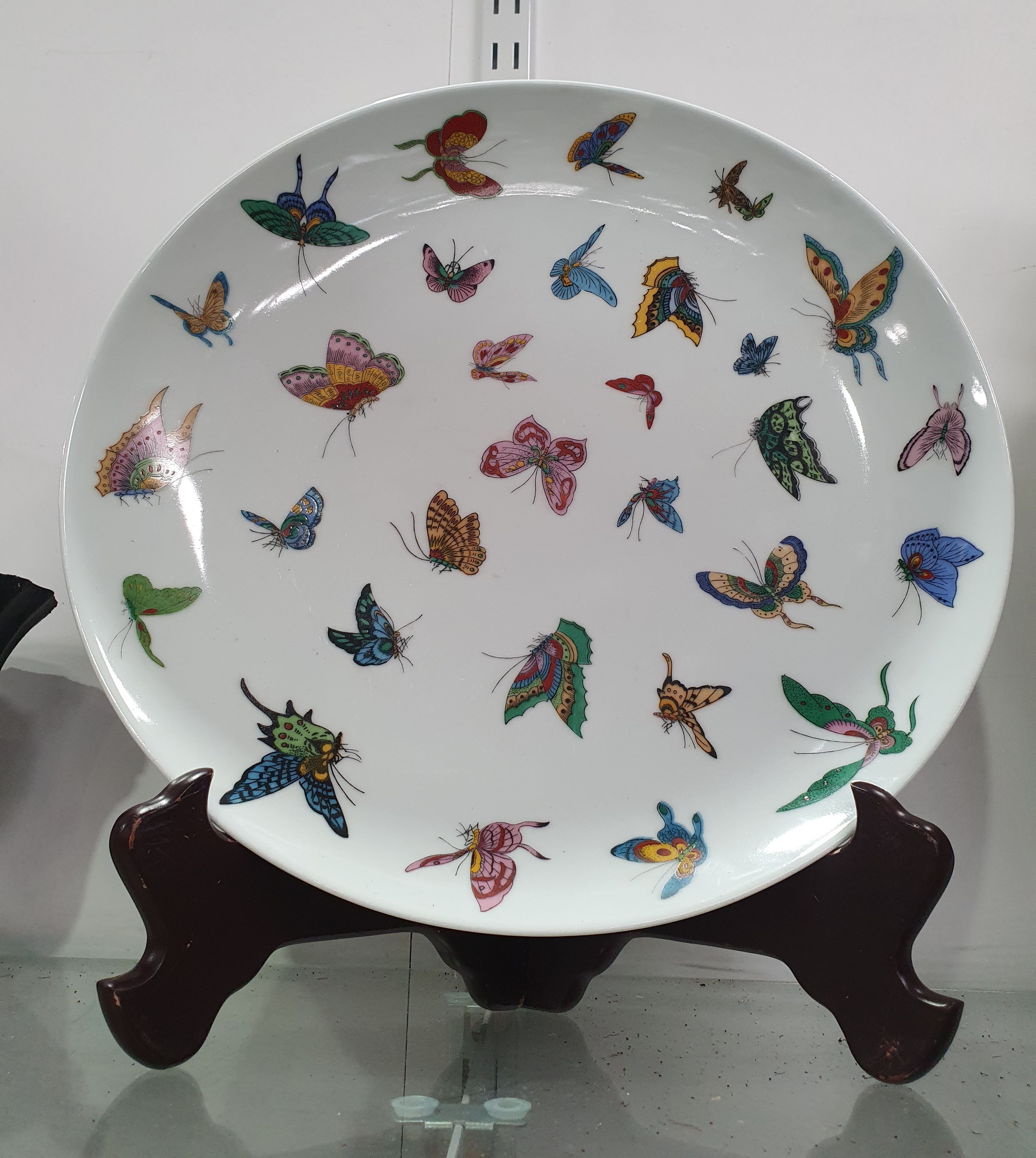 A Chinese Porcelain Butterfly Large Shallow Bowl