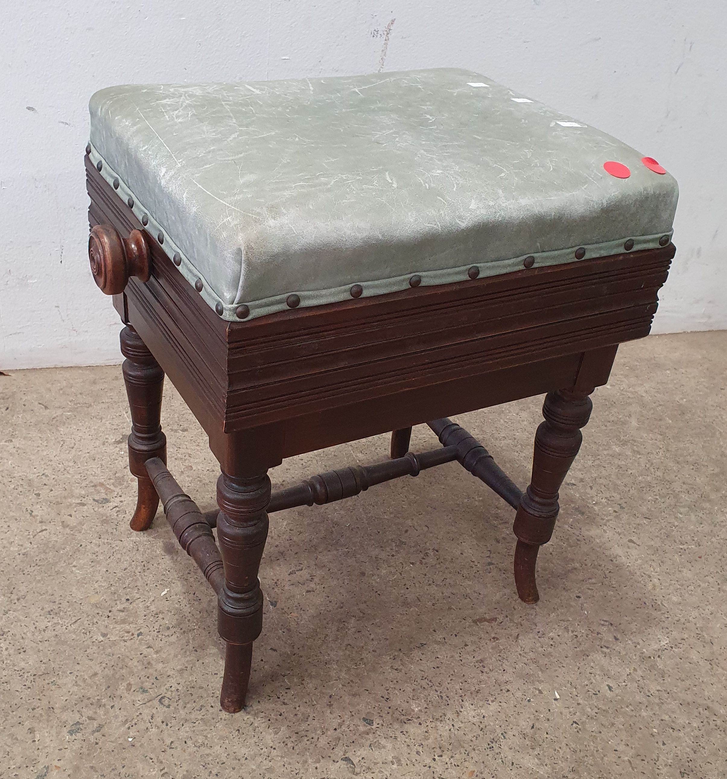 A Vintage Adjustable Piano Stool