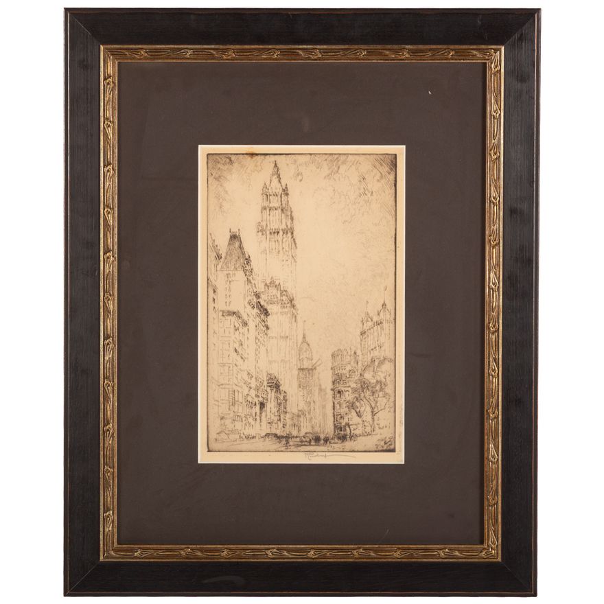 Joseph Pennell. "The Woolworth Building," etching