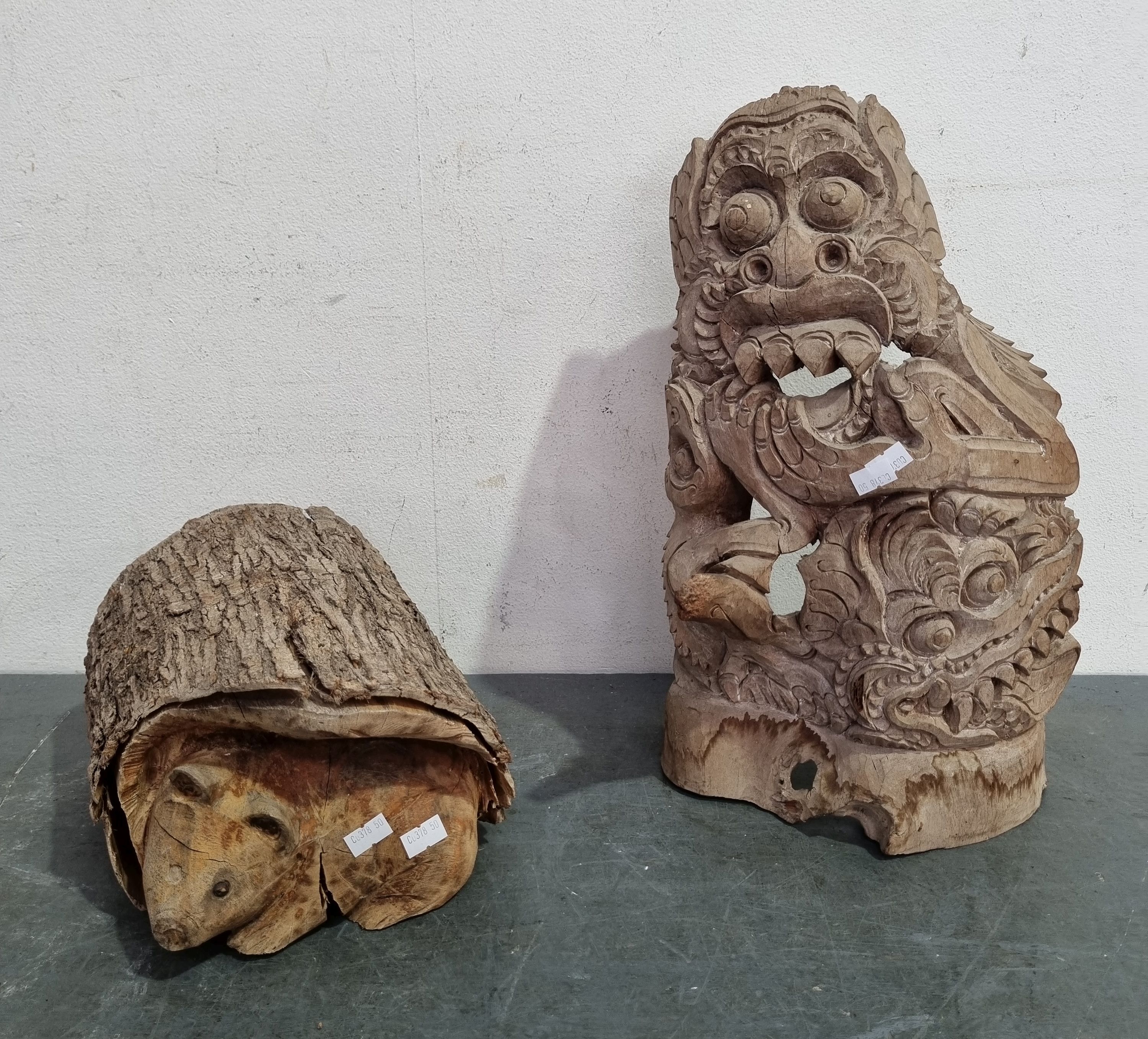 1155 · TWO CARVED TIMBER ITEMS