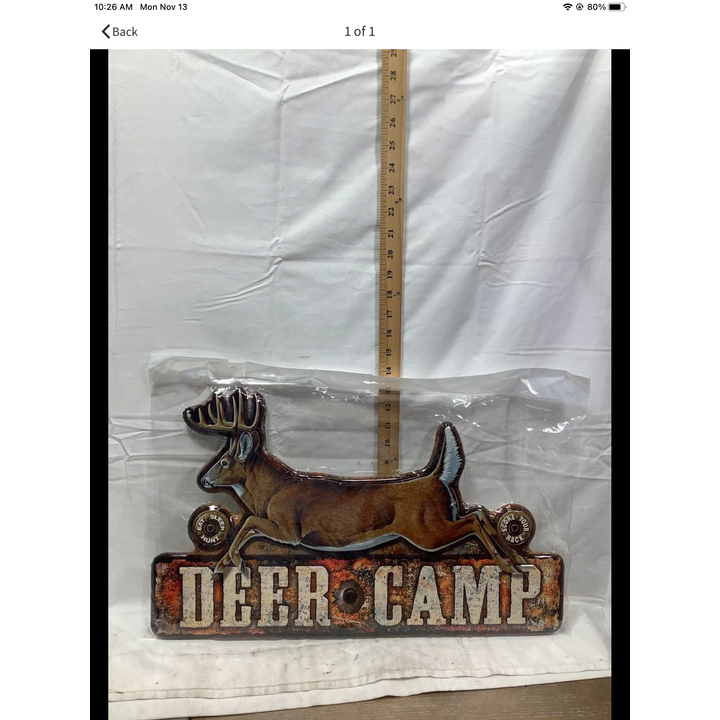 Deer Camp Tin Décor Sign- 21"x13"