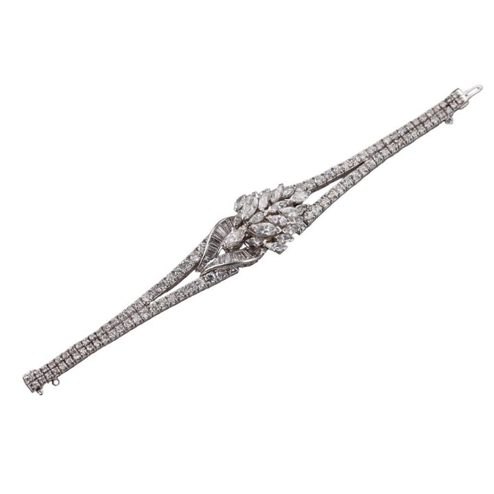 Mid-Century Lucien Piccard Platinum 11.00ctw Diamond Watch