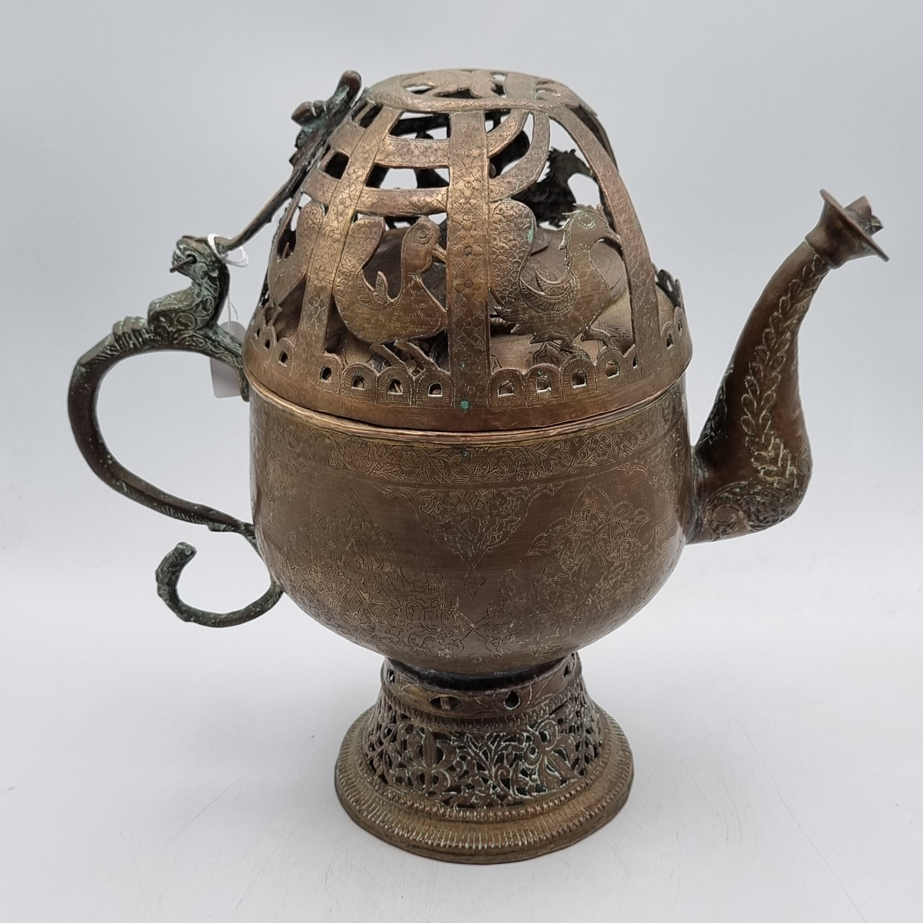 29 · AN INDIAN SOLID BRASS ICE-CHAMBER TEAPOT