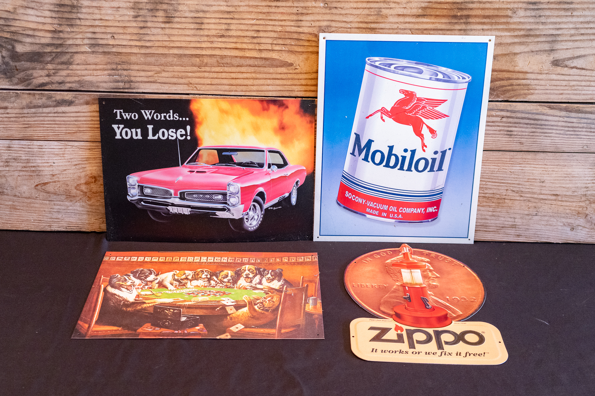 Four Reproduction Metal Signs | Harritt Group, Inc