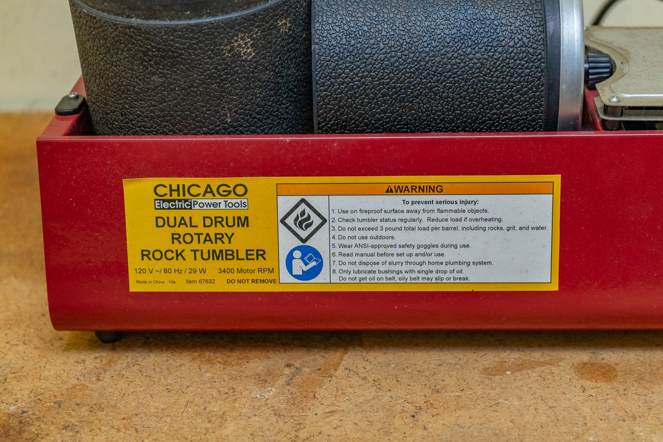 Chicago Electric Power Tools Dual Drum Rotary Rock Tumbler Harritt